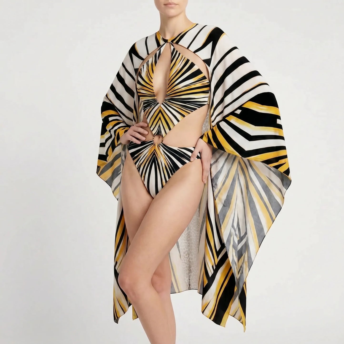 Langarm-Monokini Mit Cut-Outs - Tropina