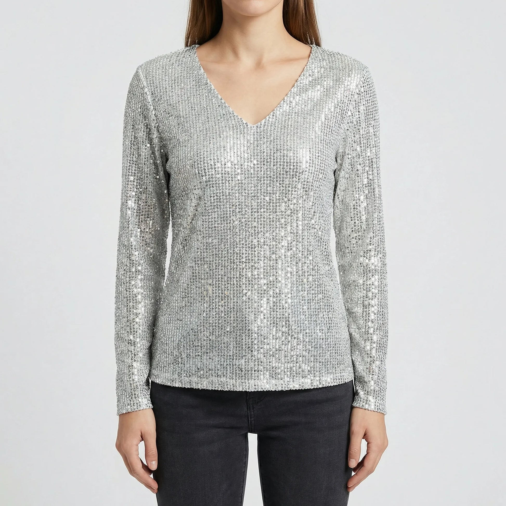 Langarm V Ausschnitt Bluse - Lana