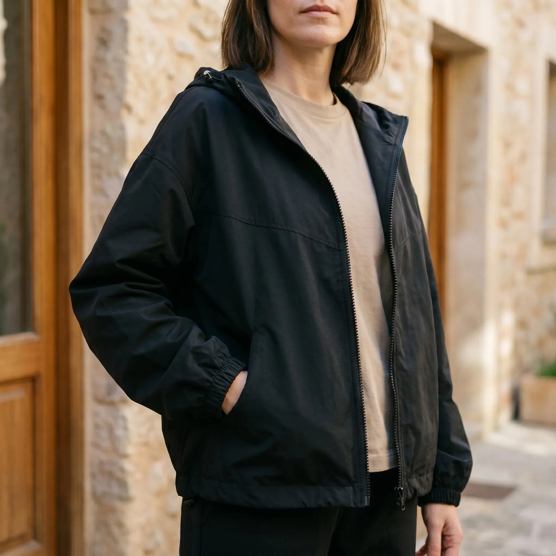 Lässige Windbreaker Jacke Mit Kapuze -  Regina