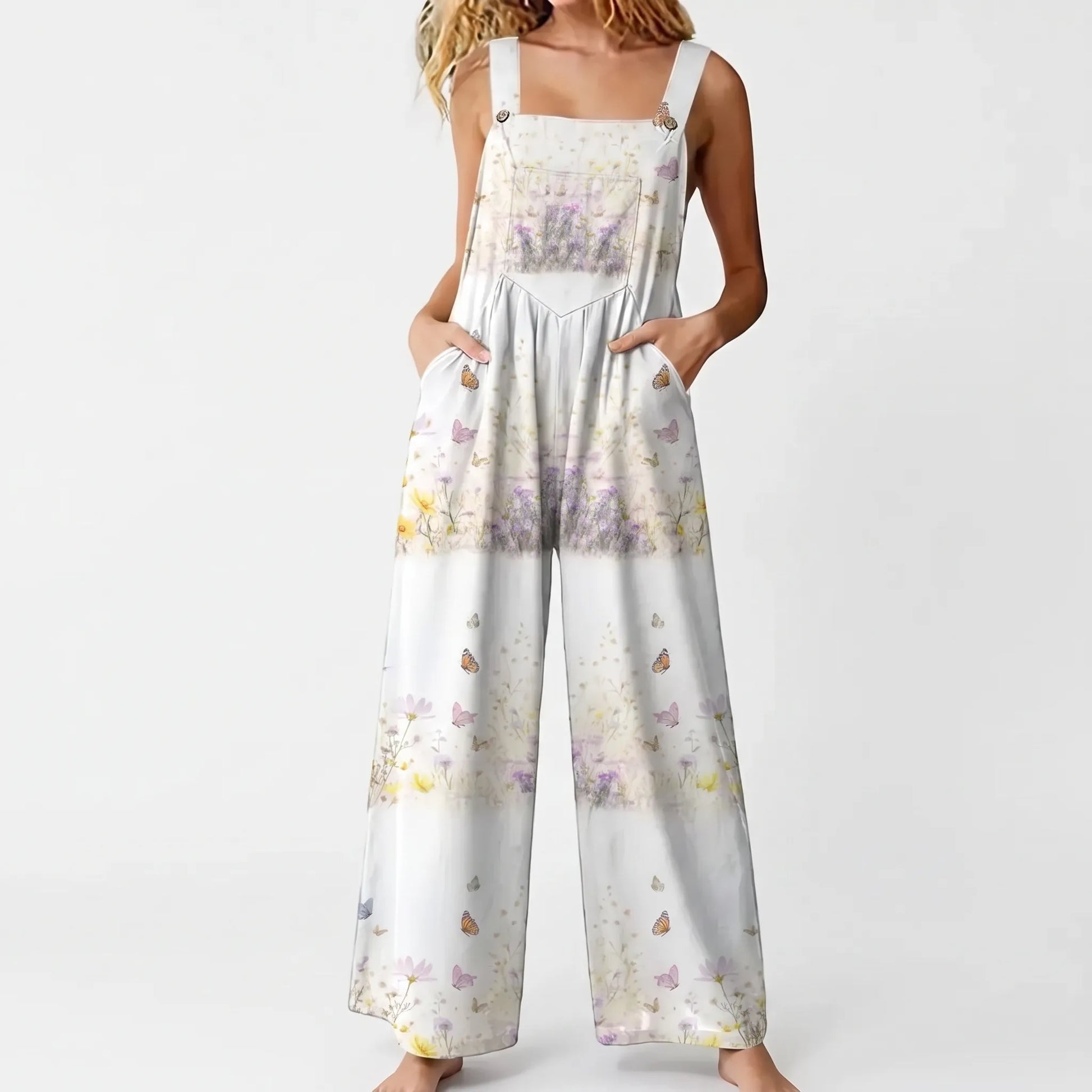 Lässiger Floraler Jumpsuit Mit Weitem Bein - Jessica