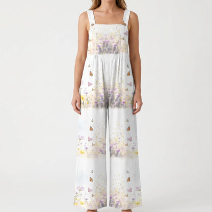 Lässiger Floraler Jumpsuit Mit Weitem Bein - Jessica