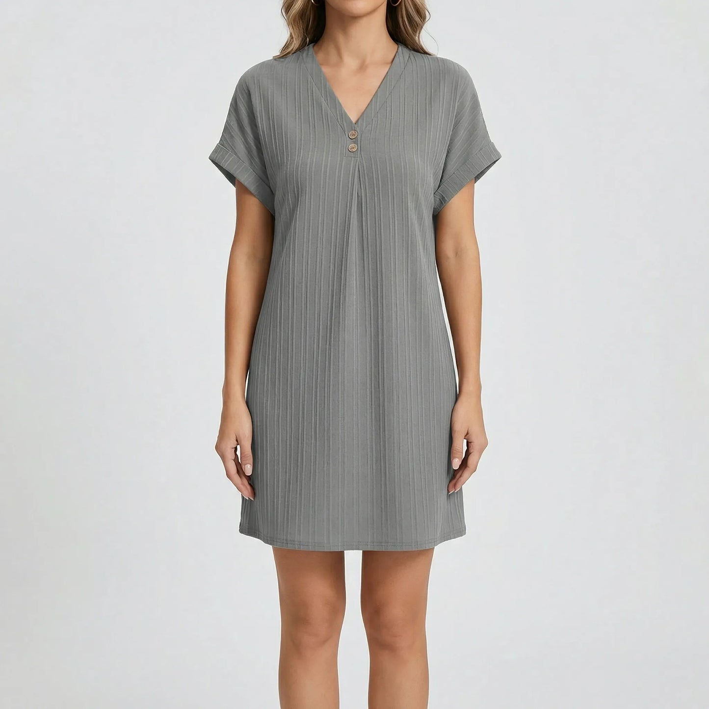Lässiges Kurzarm-Sommerkleid Mit V-Ausschnitt - Ramona