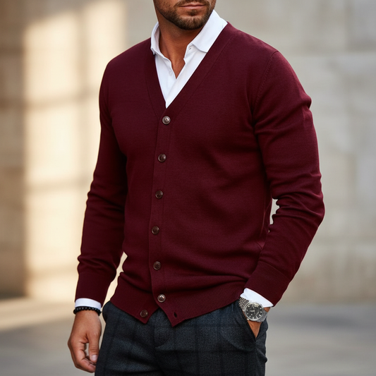 Leichter Warme Strickjacke Mit Knopfleiste - Elijah