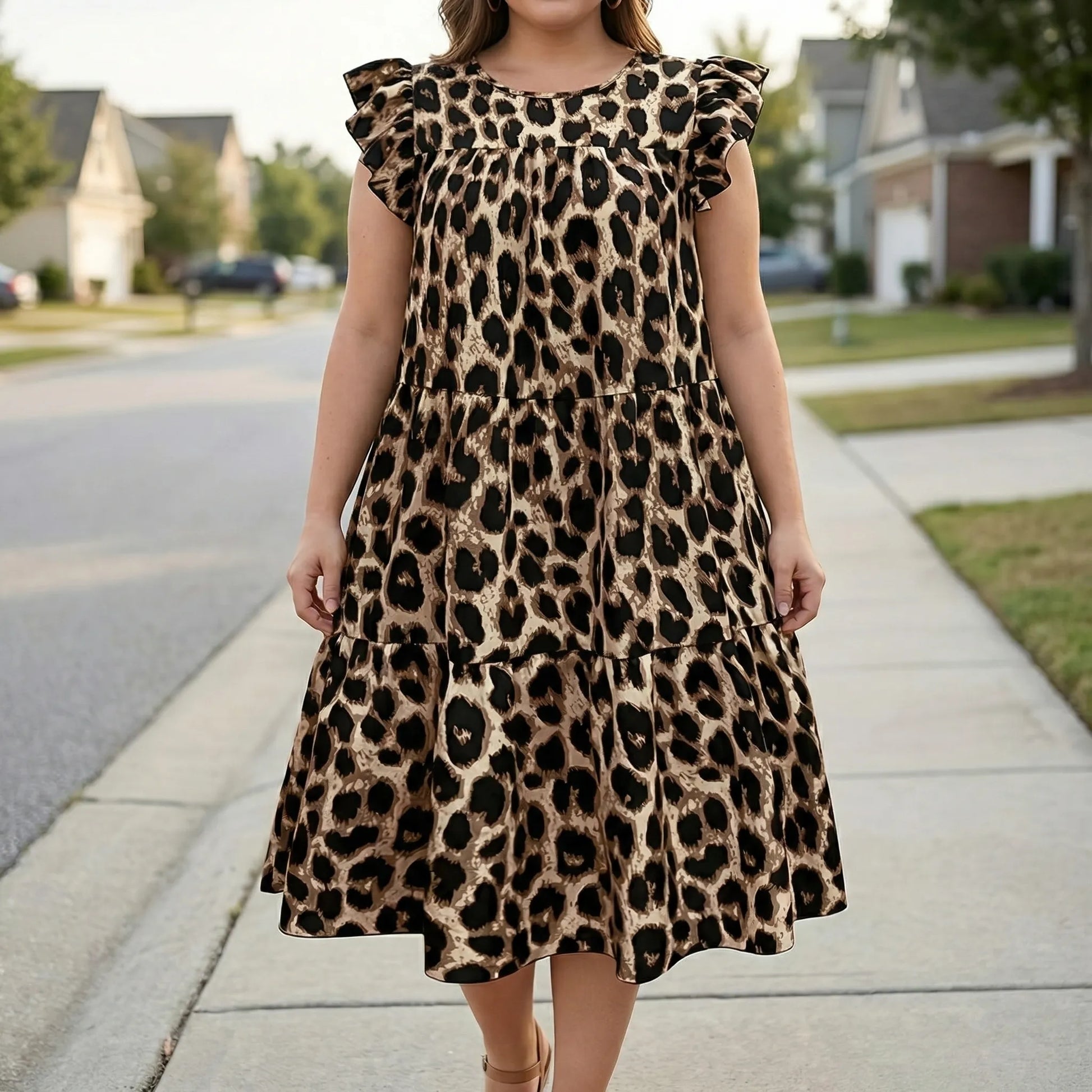 Leopardenmuster Kleid In Großen Größen - Sheri