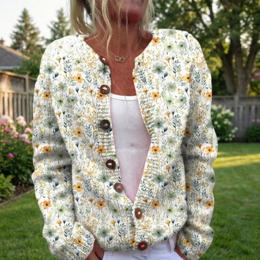 Locker Sitzende Floral Strickjacke - Dana
