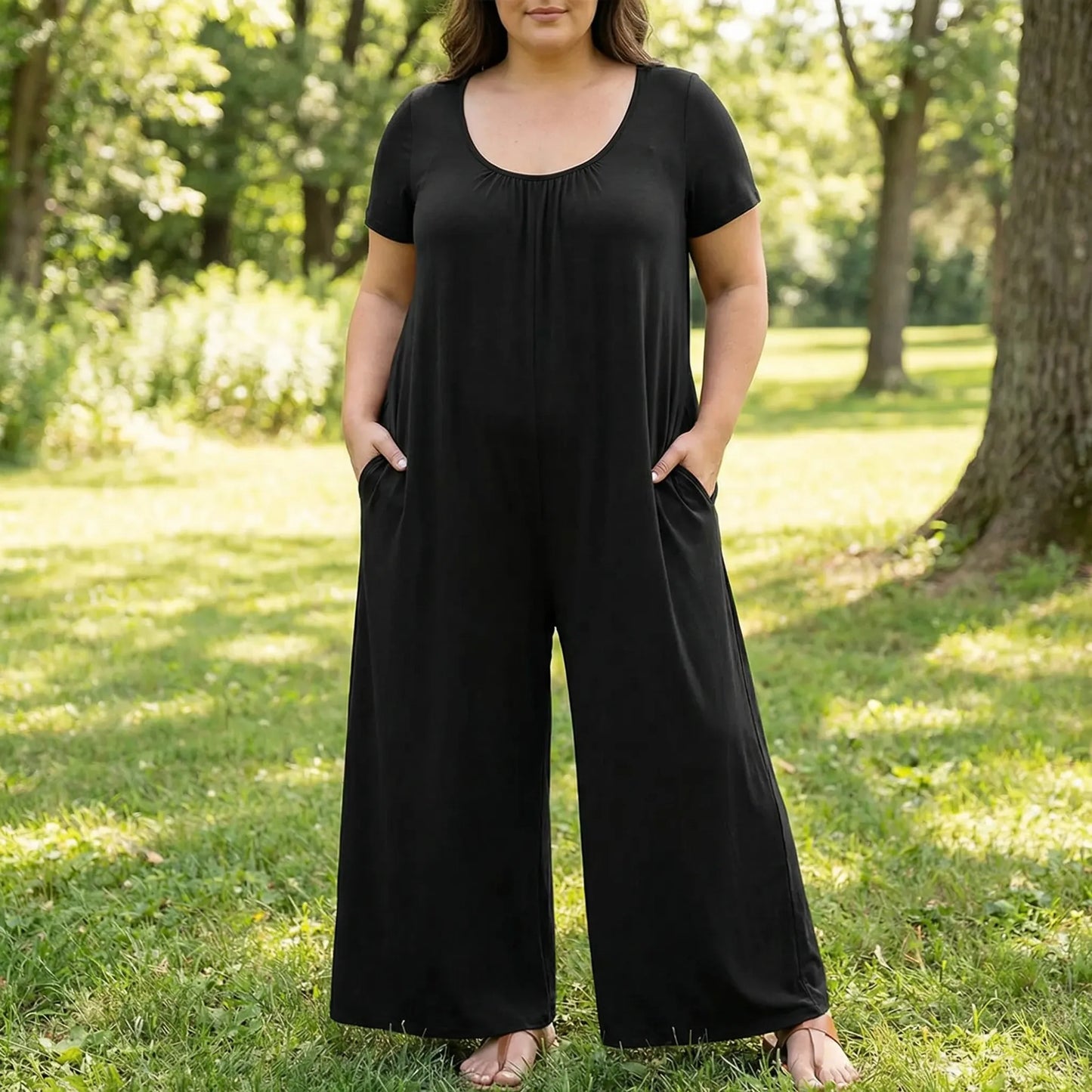 Locker geschnittener, langer Plus Size Jumpsuit - June