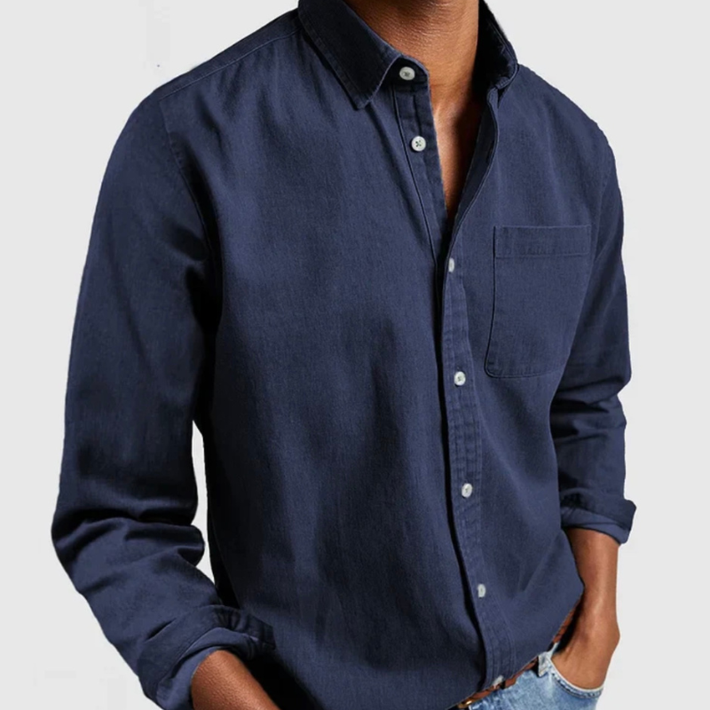 Long-Sleeve Denim Button-Up Shirt - Nick