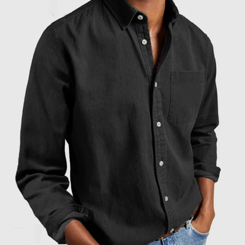 Long-Sleeve Denim Button-Up Shirt - Nick