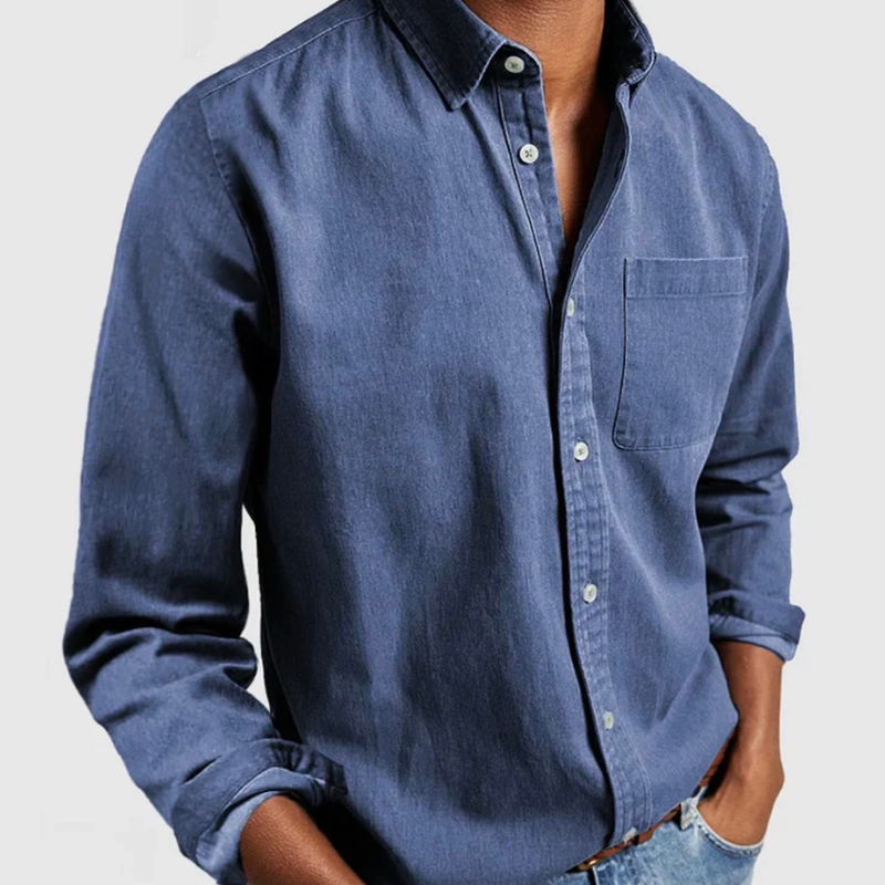 Long-Sleeve Denim Button-Up Shirt - Nick