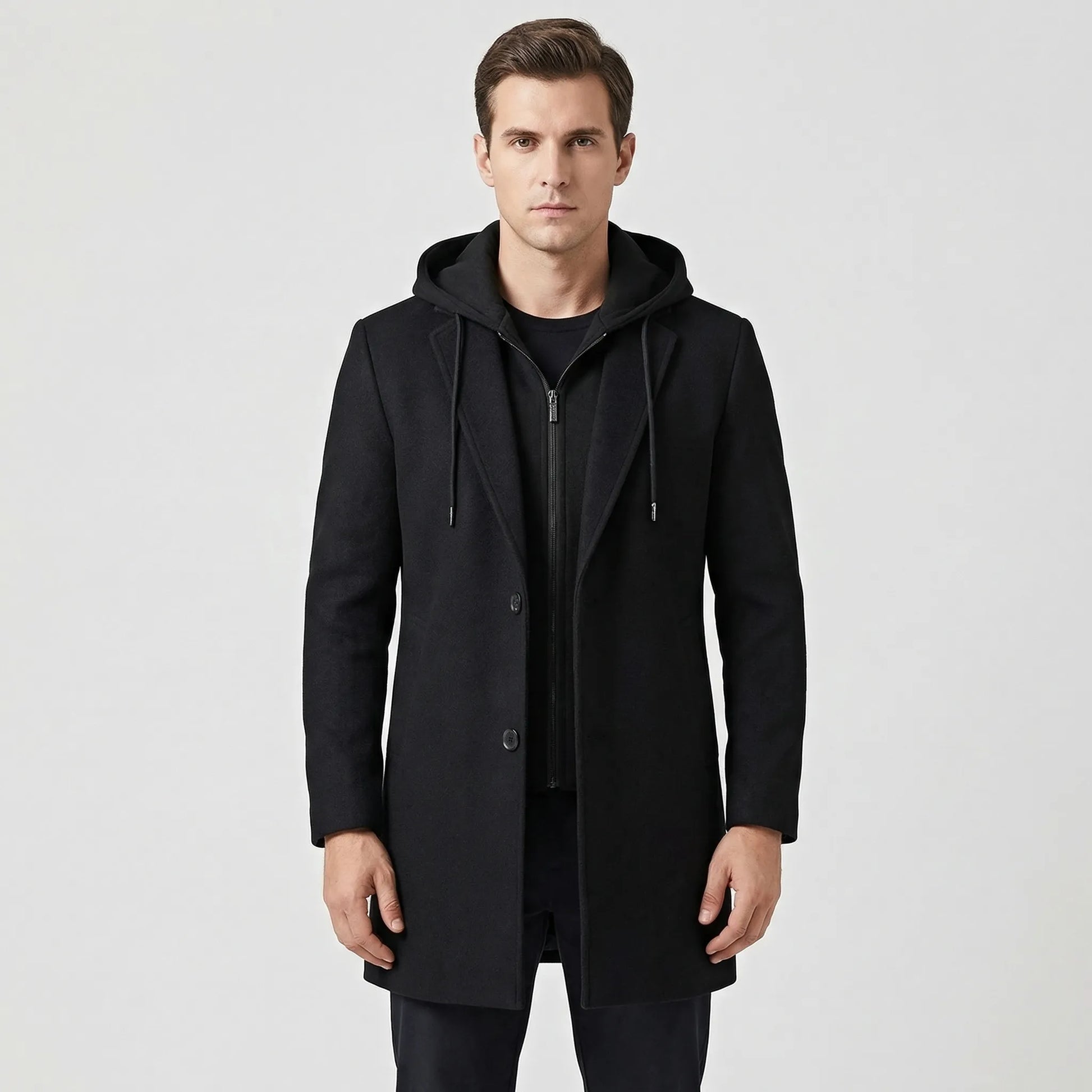 Long Line Hooded Men's Coat - Hugo