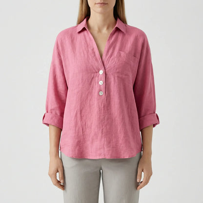Losse Blouse Met Lange Mouwen En V-Hals - Vicky