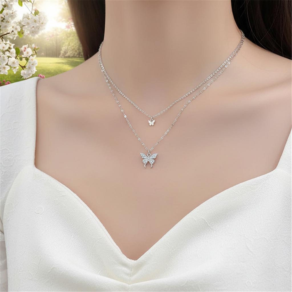 Mehrschichtige Silberkette - FlutterJewelry