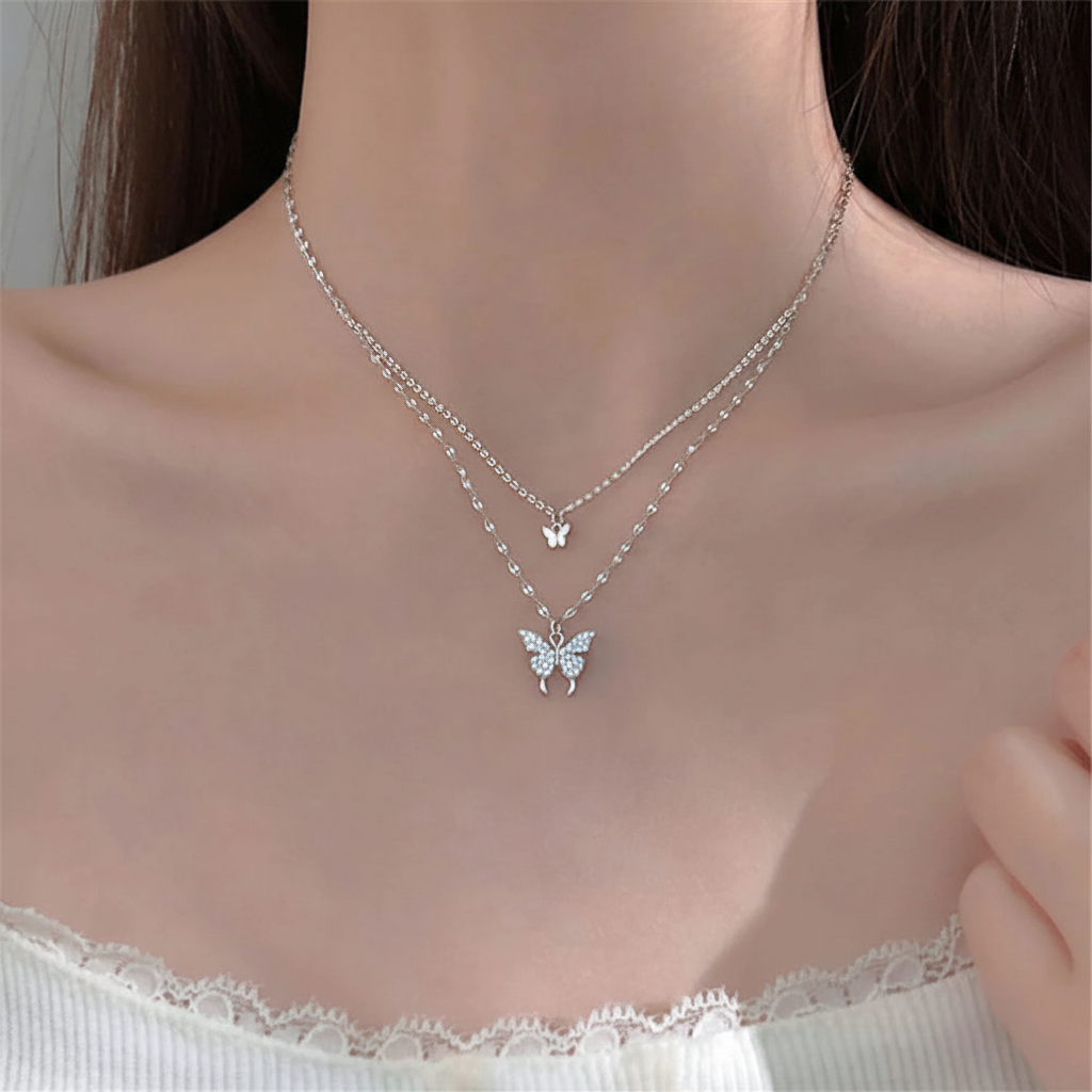 Mehrschichtige Silberkette - FlutterJewelry