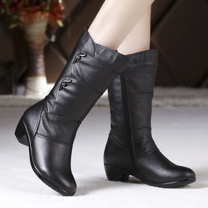 Mid-Calf Block Heel Winter Boot - Amy
