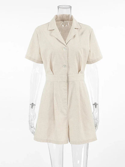 Leinen Sommer-Jumpsuit mit kurzen Ärmeln – Maelis