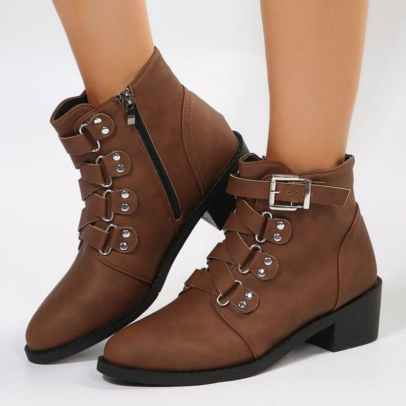 Damen Stiefeletten mit Blockabsatz im Vintage Look – Yolisa