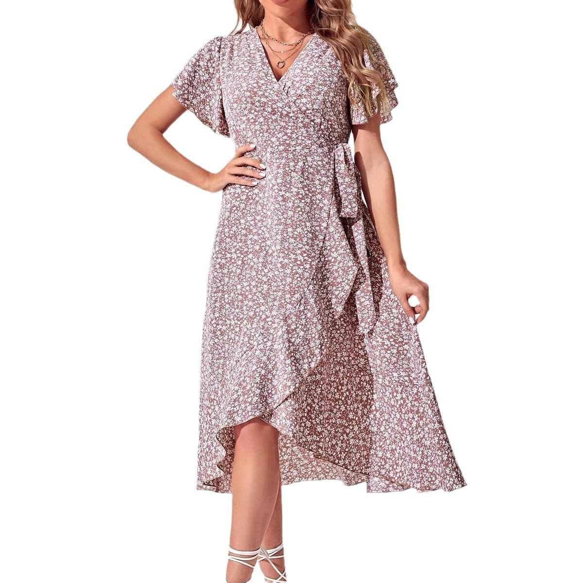 Leichtes & Verspieltes Sommer-Wickelkleid mit Blumenmuster – Amira