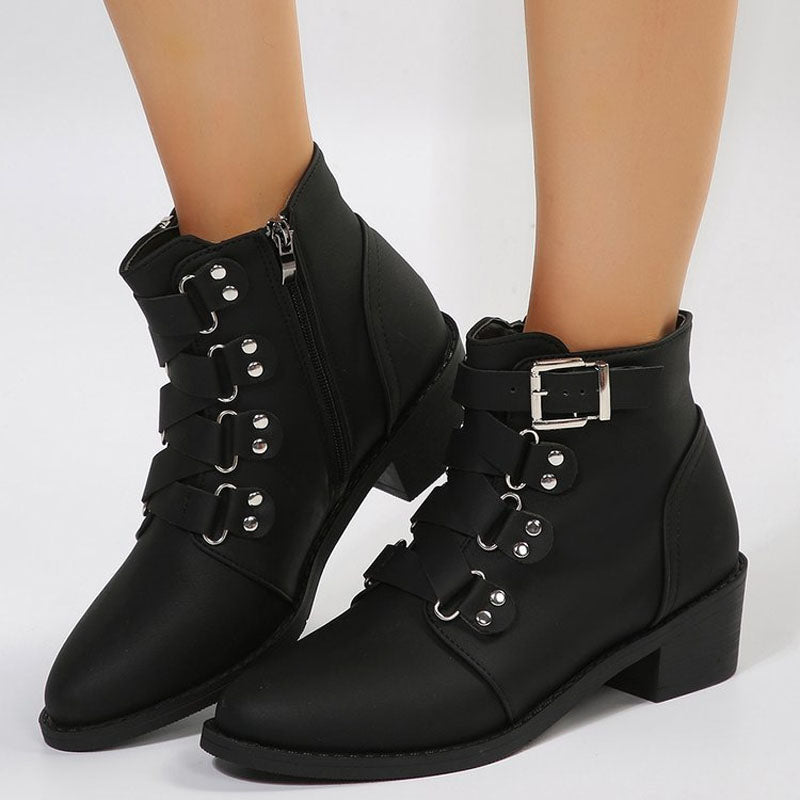 Damen Stiefeletten mit Blockabsatz im Vintage Look – Yolisa