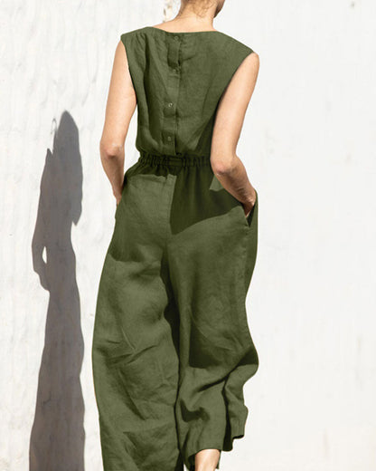 Ärmelloser Jumpsuit mit weitem Bein – Aurelia
