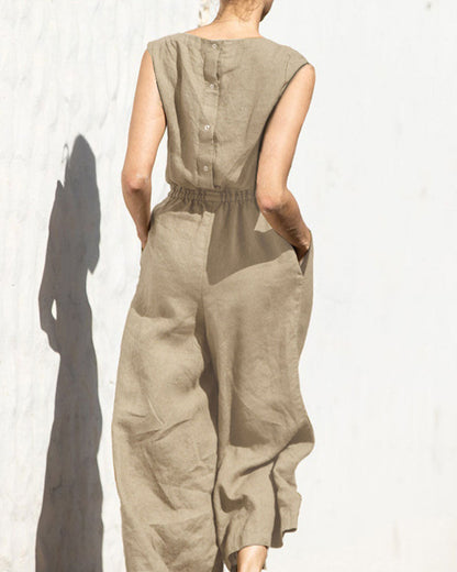 Ärmelloser Jumpsuit mit weitem Bein – Aurelia
