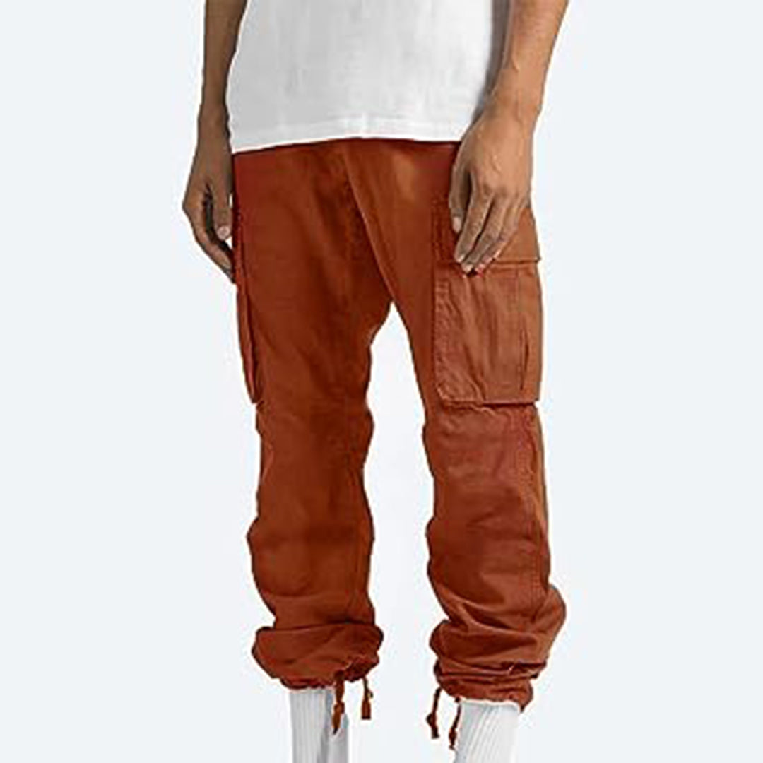 Orange Cargo-Hose Herren, Baumwolle, Taschen, lässig, modisch, Streetwear, bequem.