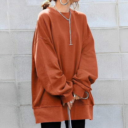 Oversized Crew Neck Jumper - Ruby