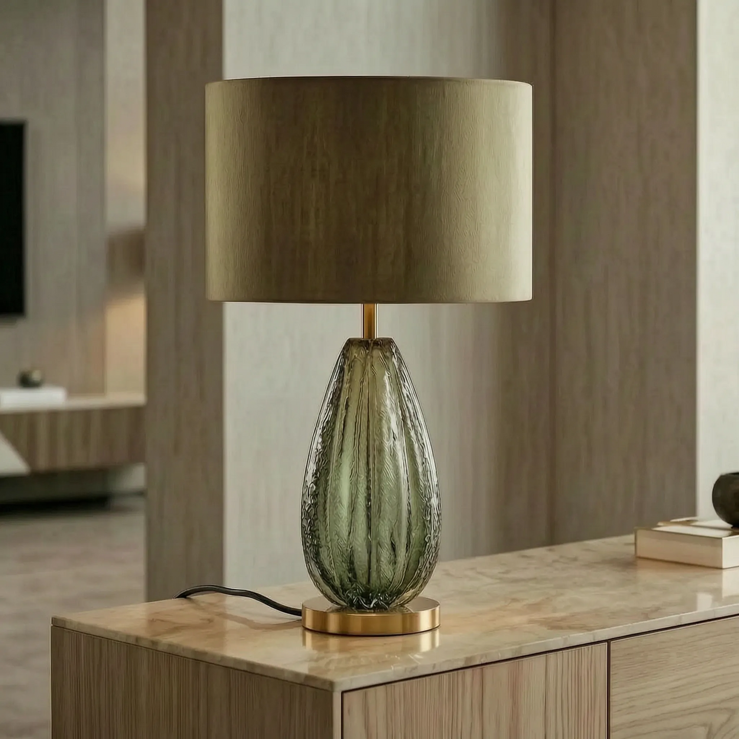 Oversized Glass Base Table Lamp -  Glacielle