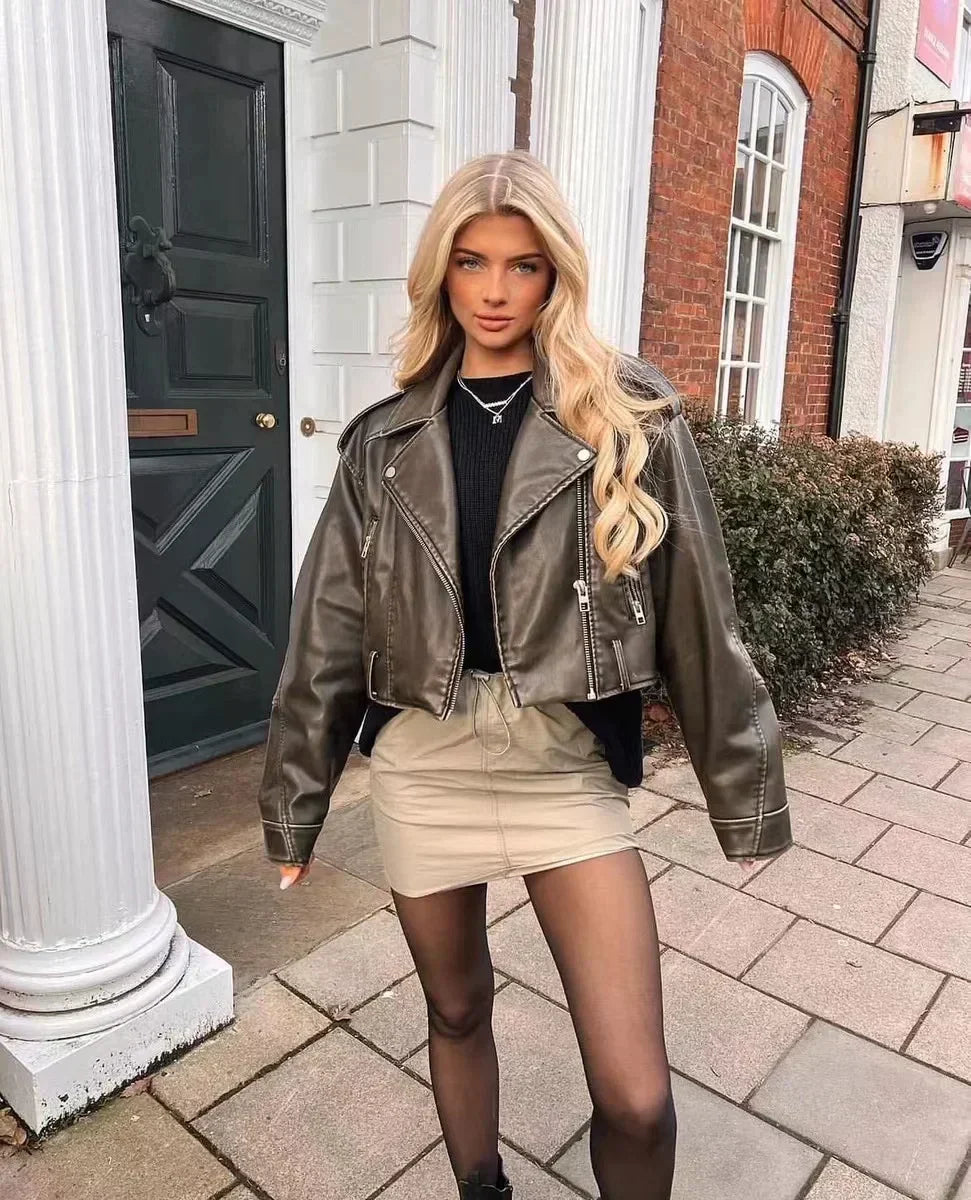 Oversized Vintage Biker Jacket - Jane