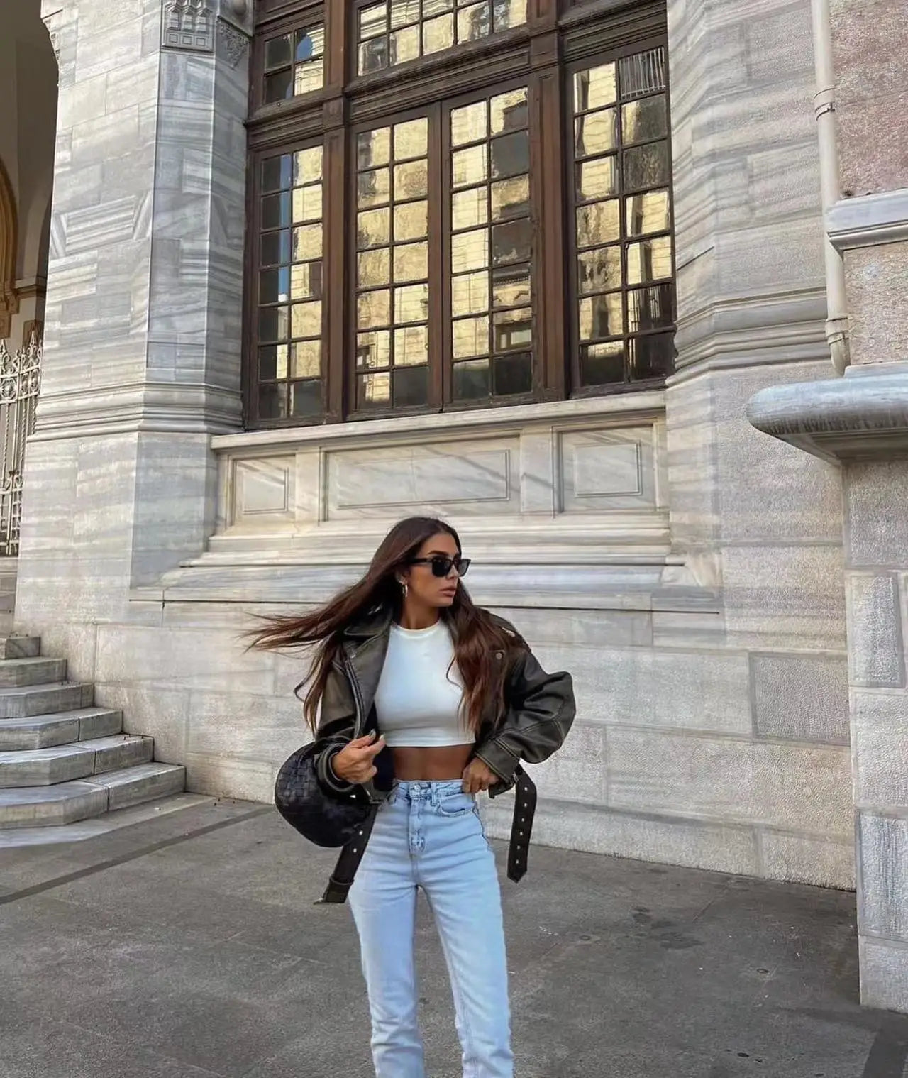 Oversized Vintage Biker Jacket - Jane