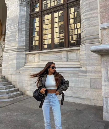 Oversized Vintage Biker Jacket - Jane