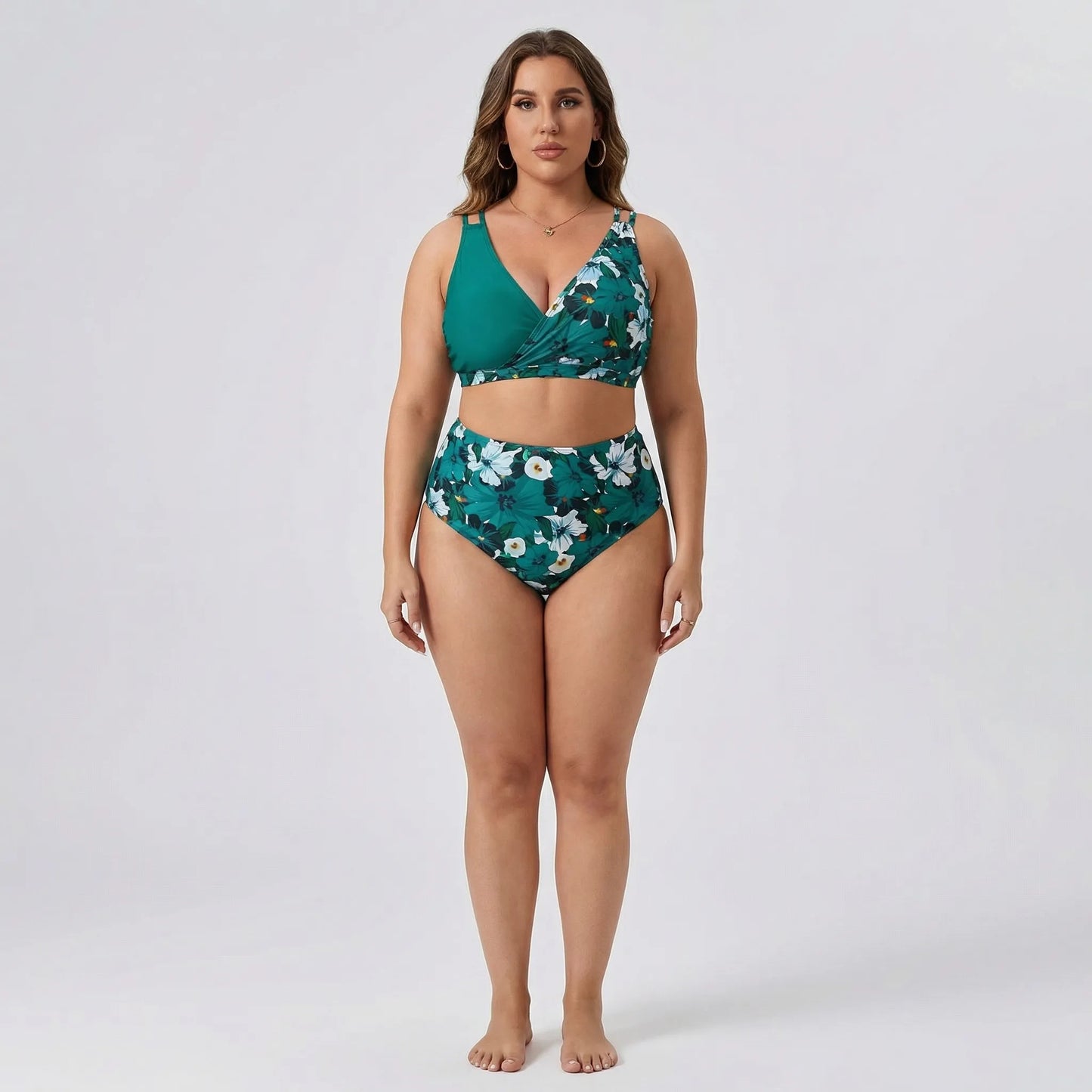 Plus-Size Bikini-Set Mit Tropenmuster - April