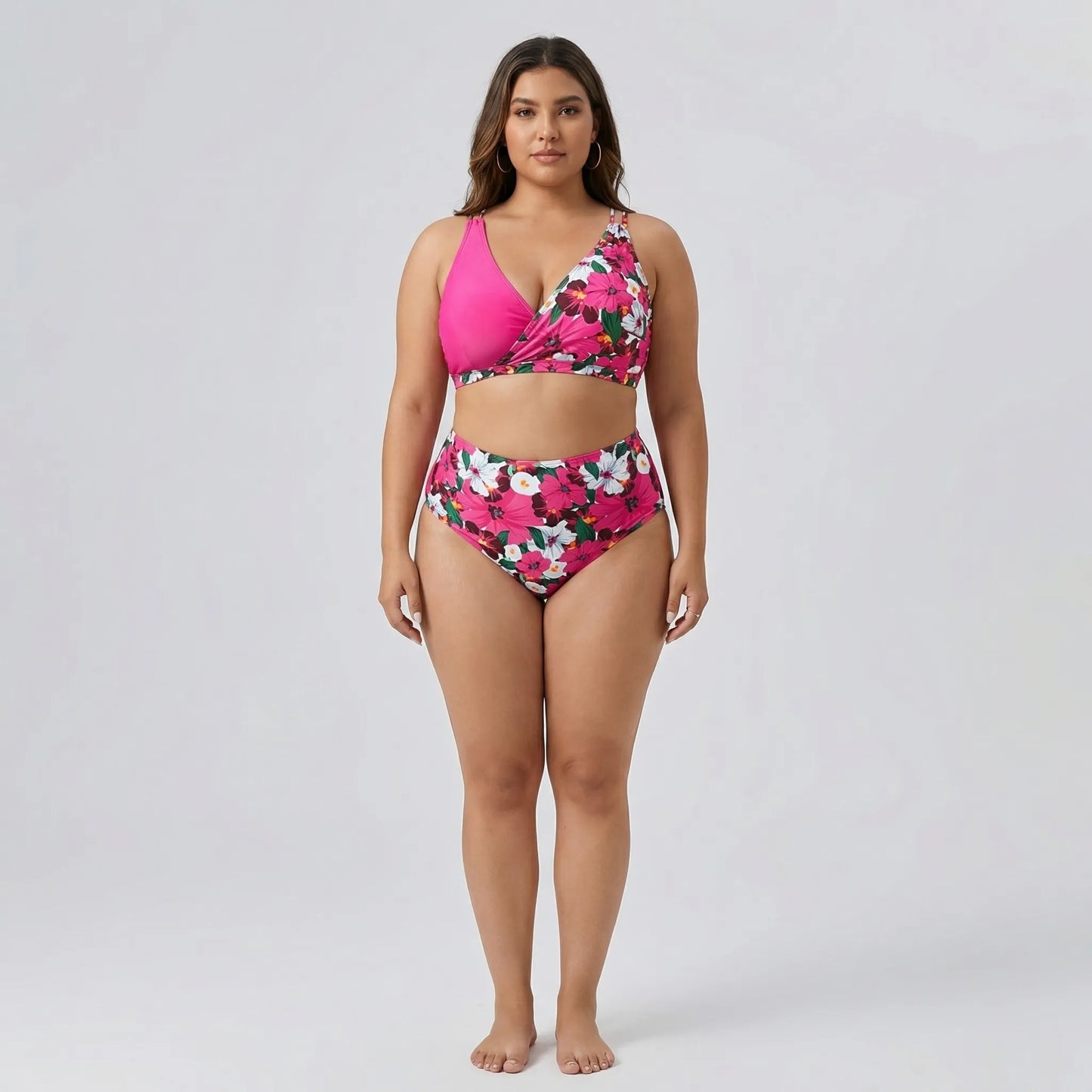 Plus-Size Bikini-Set Mit Tropenmuster - April