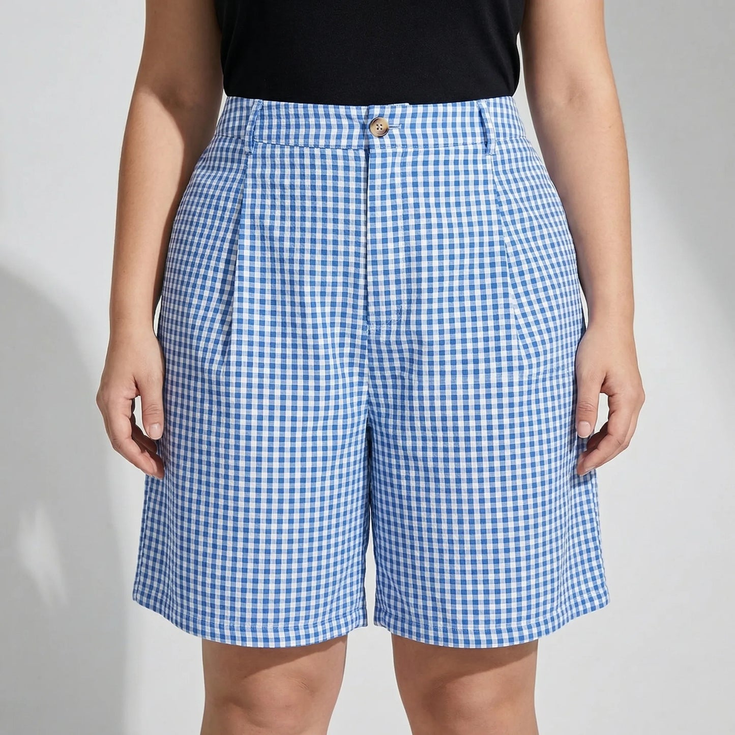 Plus-Size Damenshorts Mit Weitem Bein Und Karomuster - Denise