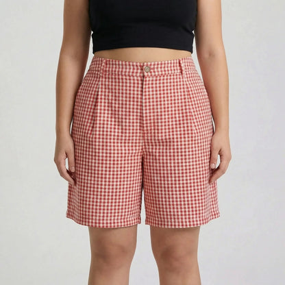 Plus-Size Damenshorts Mit Weitem Bein Und Karomuster - Denise