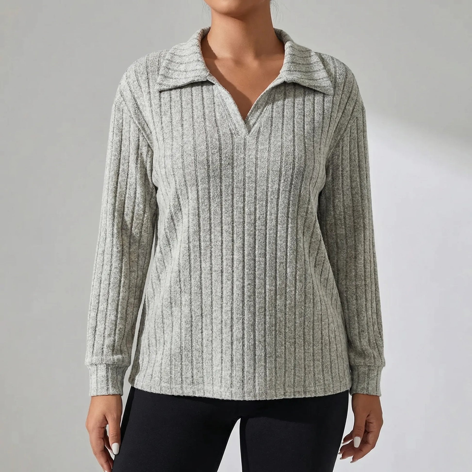 Plus-Size Geripptes Langarmshirt - Charlotte