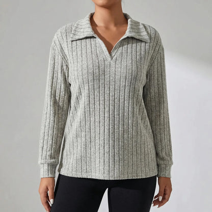Plus-Size Geripptes Langarmshirt - Charlotte