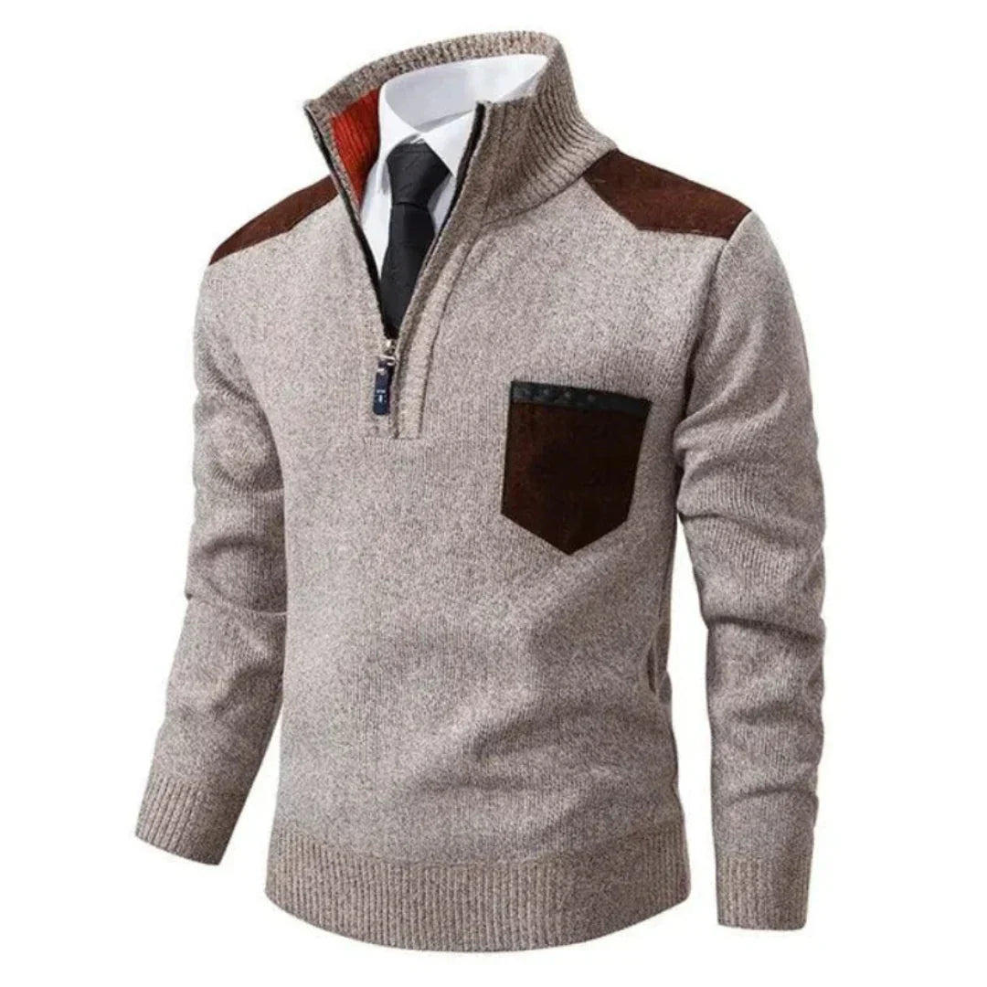 Herren Pullover mit Edge-Zipper-Neck und langem Arm – Cedric
