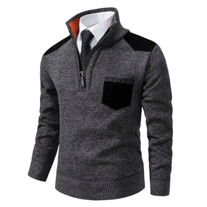 Herren Pullover mit Edge-Zipper-Neck und langem Arm – Cedric