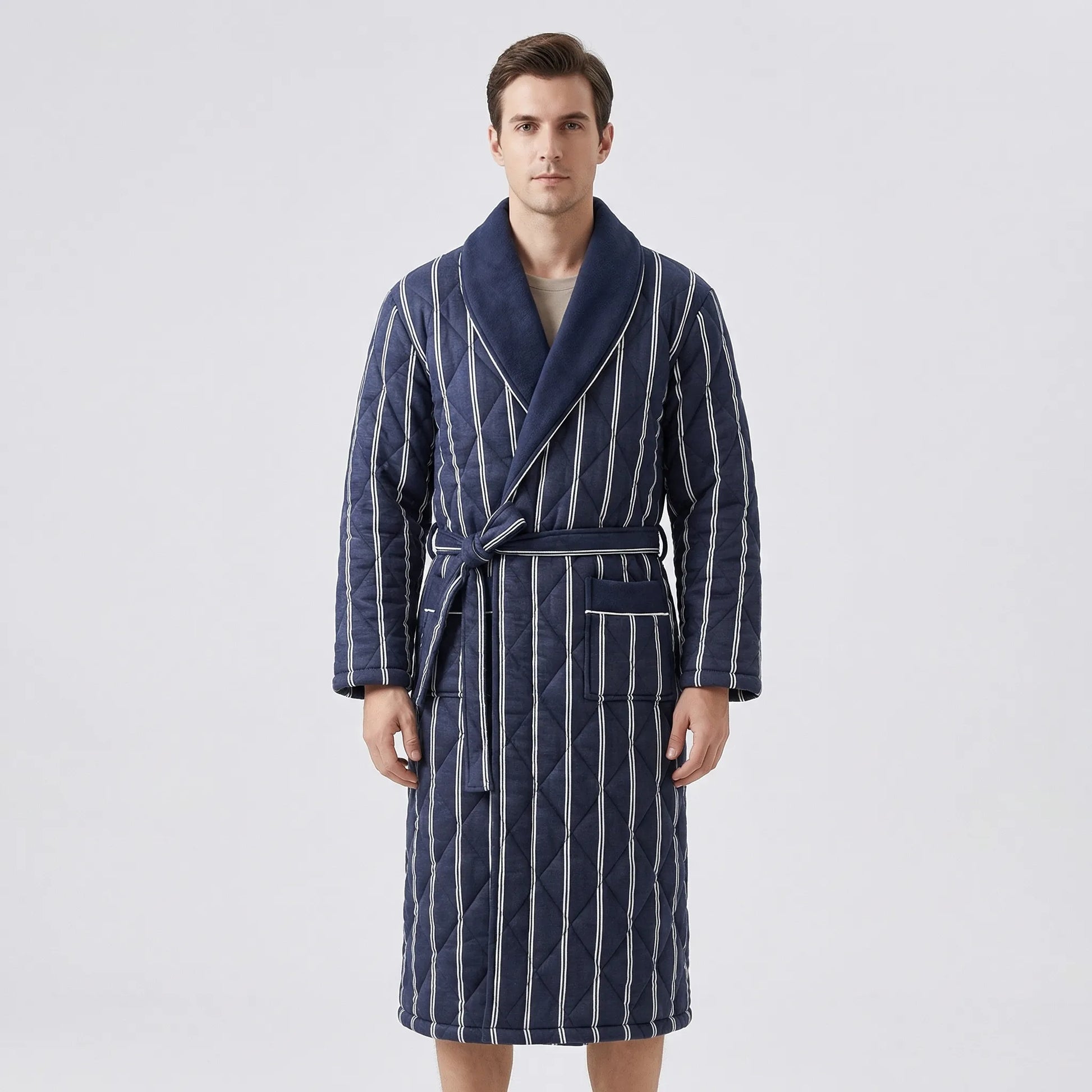 Quilted Three-Layer Long Dressing Gown - Wade