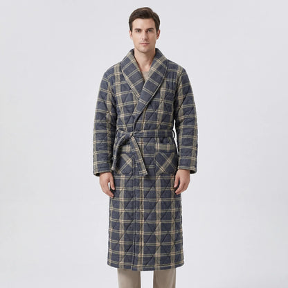 Quilted Three-Layer Long Dressing Gown - Wade