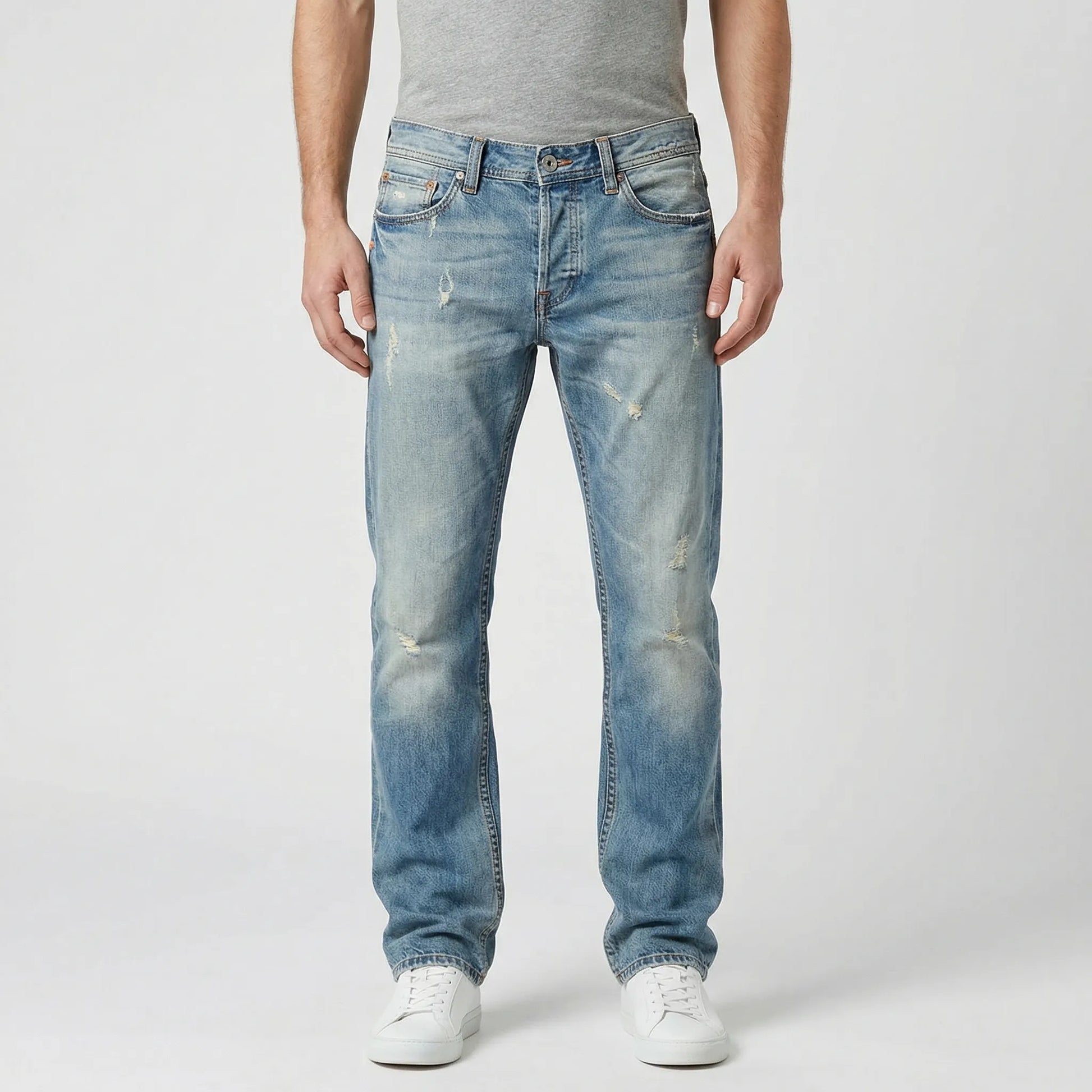 Rechte Herenjeans Met Gescheurde Details - Harold