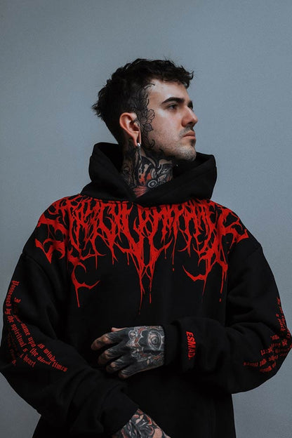 Oversized schwerer Hoodie mit Druck – Damon