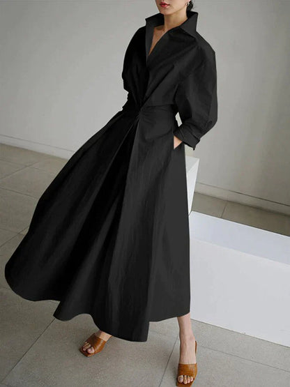Retro Collar Belted A-Line Dress - Kendra