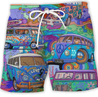 Retro Print Drawstring Swim Shorts - Caleb