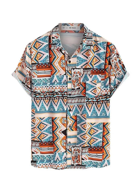 Sommer Damen Shirt mit Ethnischem Druck und Brusttasche – Nova