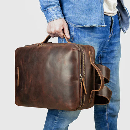 Rugzak Z Crazy Horse Skóry - LuxeBackpack
