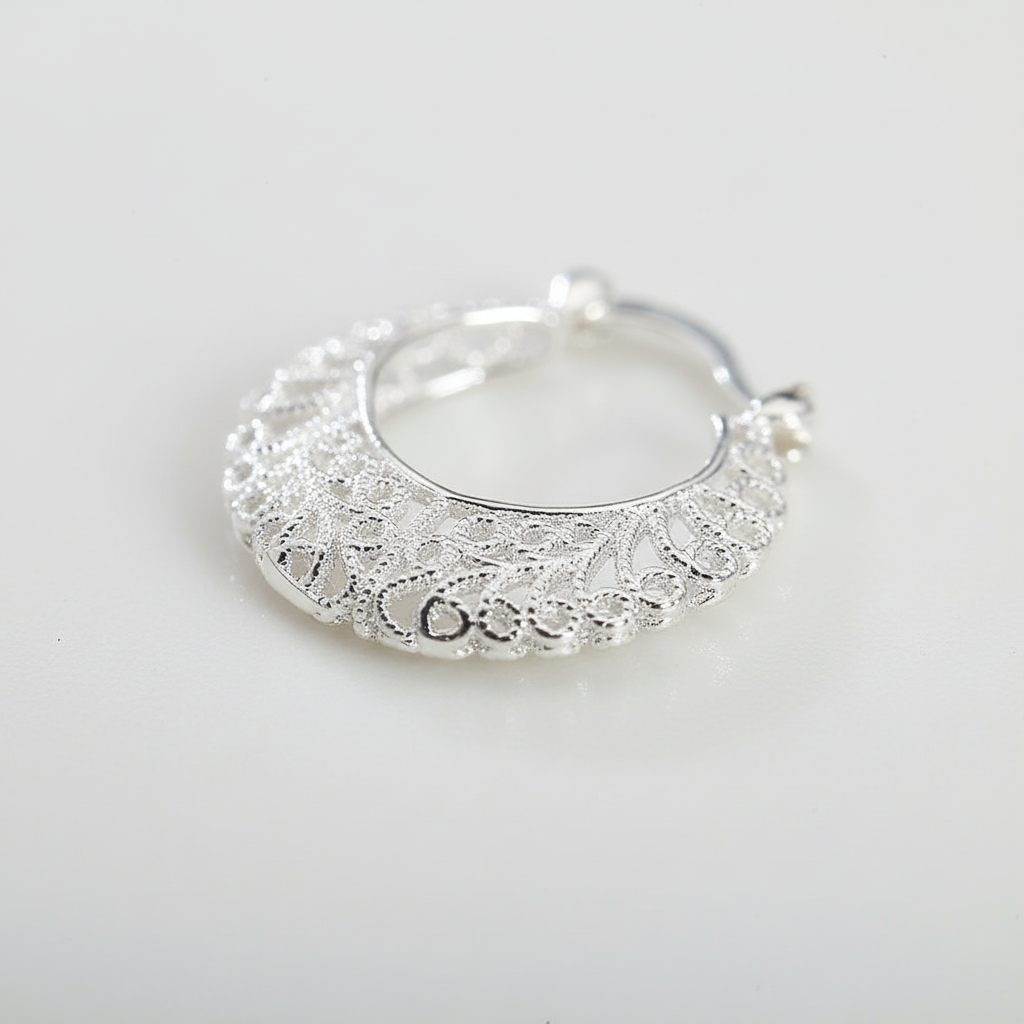 Runde Creolen Aus Silber - FlowerHoop