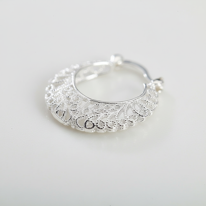 Runde Creolen Aus Silber - FlowerHoop