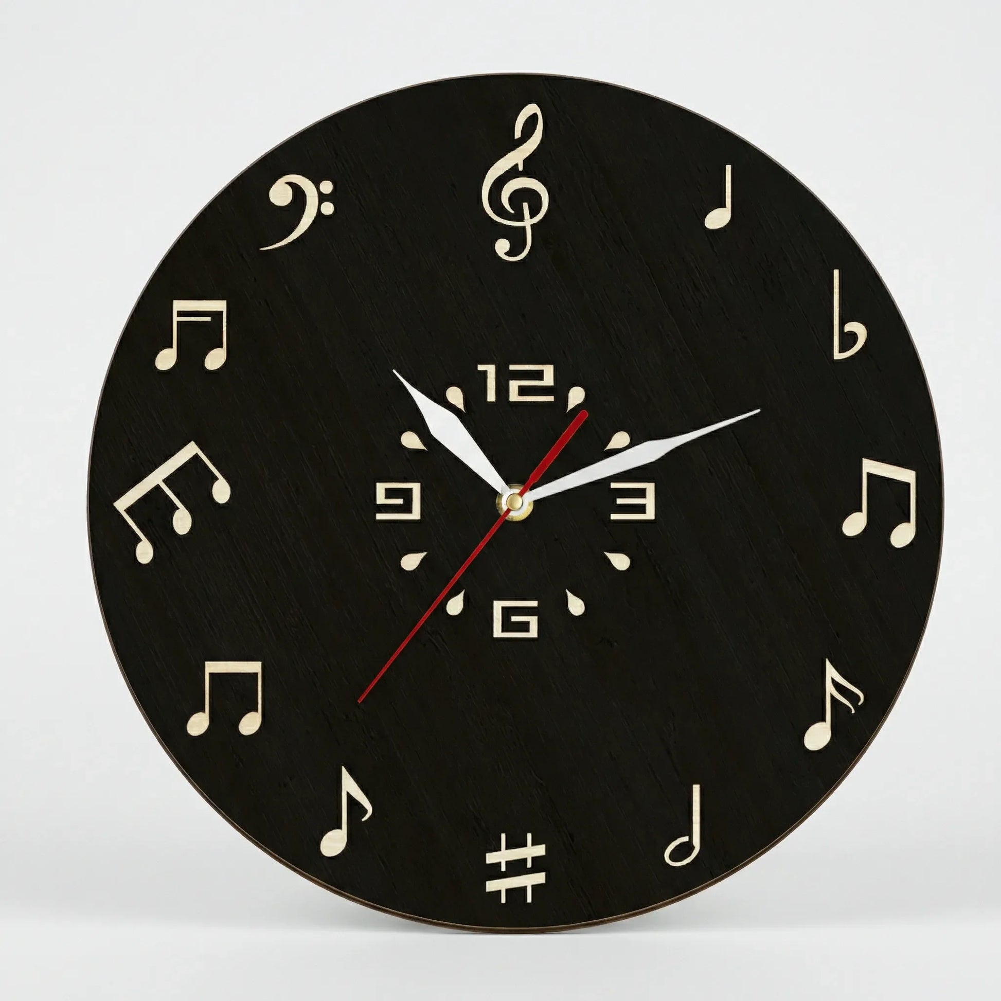 Runde Wanduhr Mit Notenmotiv - Melodiqueo