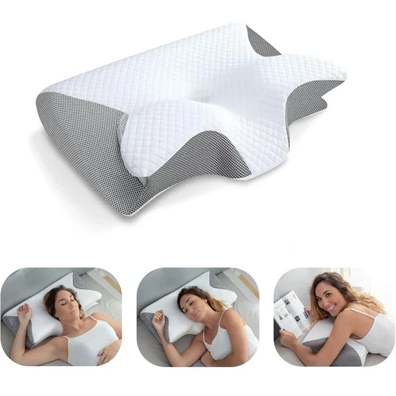 2-in-1 viskoelastisches Nackenstützkissen mit ergonomischem Konturdesign – RestAlign